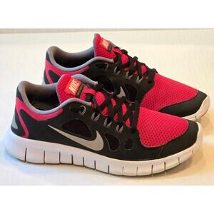 Youth NIKE Free 5.0 Athletic Tennis Shoes Red Black Size 5.5Y